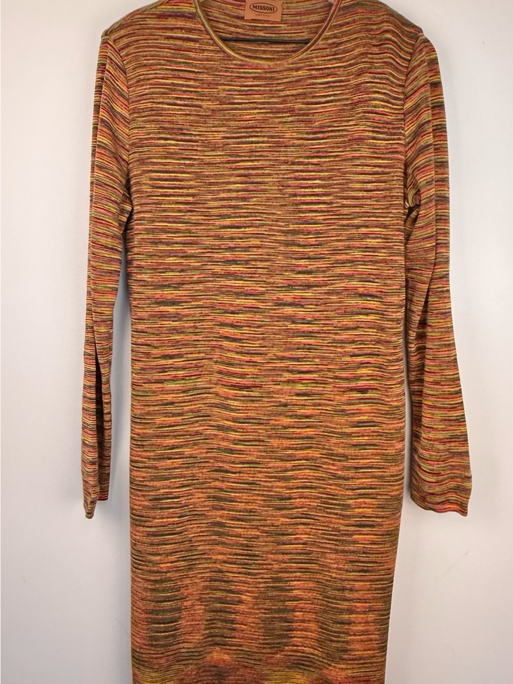 Missoni Multicolor Space Dye Wool Blend Knit Dress Italy L